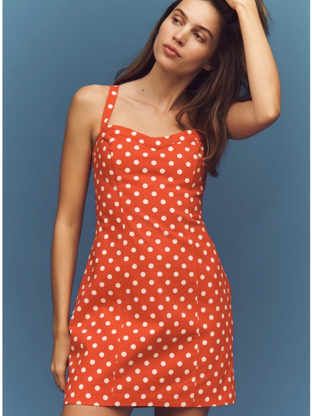 NWT Maeve Anthropologie Orange Polka Dot Mini Dress XS - Picture 2 of 6